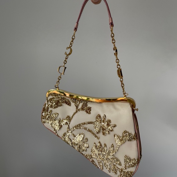 Rare Dior Limited Edition Pink and Gold Mini Saddle Bag - Picture 2 of 11